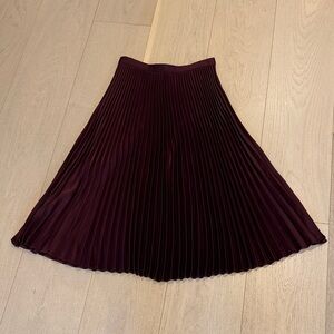 Elegant Burgundy Pleated Skirt
